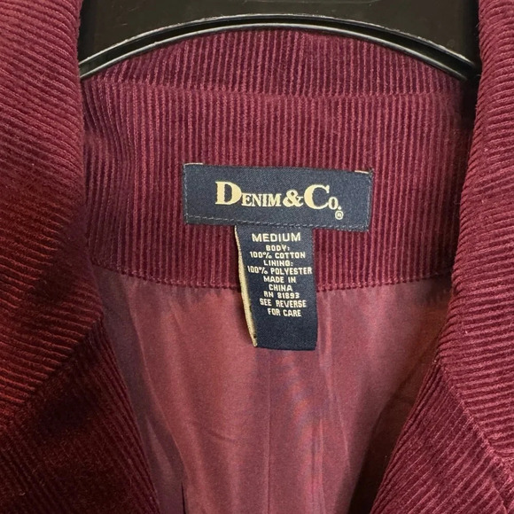 Corduroy Blazer Jacket Women’s M Burgundy Career‎ Classic Jacket - Picture 3 of 9